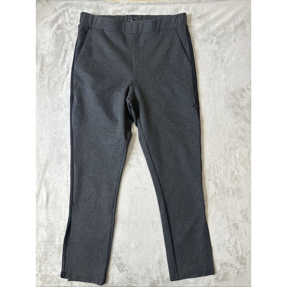 Universal Standard Knit Pull On Pants Charcoal Gray Side Stripe Small Side Split
